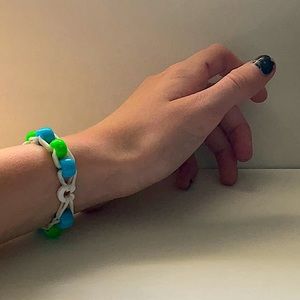 Greens and blue beaded bracelets